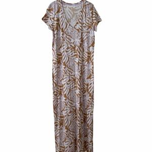 Lilly Pulitzer Tan and White Floral Etta short sleeve Maxi Dress